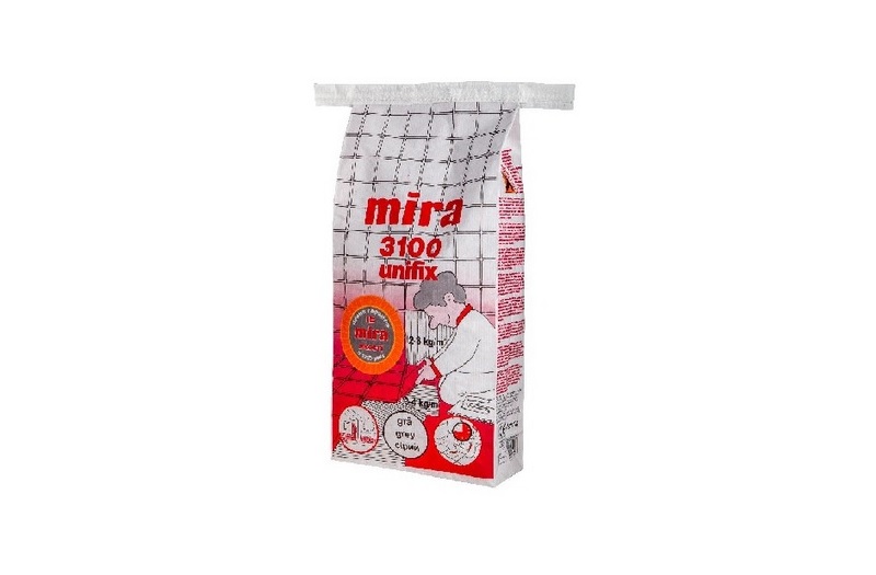 Mira 3100 unifix серый клей для плитки на основе цемента, усиленный полимерами, для укладки на стабильные основания.