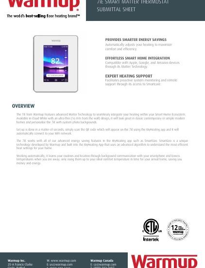 Технічний опис на термостат Warmup 7iE